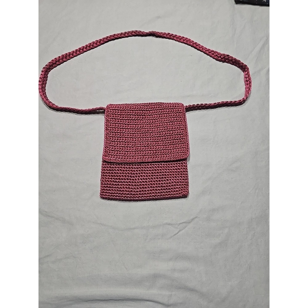 The Sak Vintage Ladies Crochet Crossbody Bag Dark Pink/ Fuchsia